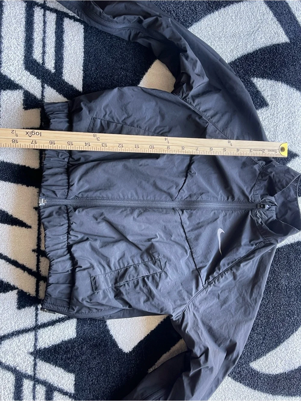 Nike Kids Black Lightweight Windbreaker Jacket with White Swoosh